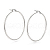 201 Stainless Steel Hoop Earrings X-MAK-R018-50mm-S-1