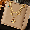 304 Stainless Steel & Synthetic Turquoise Pendant Double Layer Necklaces for Women FS-WG34384-02-1