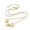 304 Stainless Steel Triple Heart Pendant Round Snake Chain Necklaces NJEW-H044-02G-2