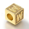 Brass Cubic Zirconia Beads KK-Q818-01W-G-2