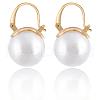 Pearl Earrings Gray Round Ball Hoop Dangle Earrings Stud Elegant Shell Pearl Drop Stud Imitation Freshwater Cultured Pearls Earrings Brass Charms Jewelry Gift for Women JE1096A-1