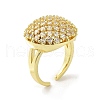 Brass with Cubic Zirconia Open Cuff Rings for Women RJEW-A035-13G-1