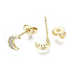Brass Micro Pave Clear Cubic Zirconia Stud Earrings EJEW-T046-27G-NF-3