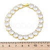 Brass Pave Clear Cubic Zirconia Flat Round Link Chain Bracelets for Women BJEW-A034-02G-3