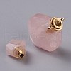 Rhombus Natural Rose Quartz Perfume Bottle Pendants G-H241-01B-G-2