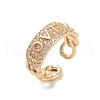 Brass Micro Pave Cubic Zirconia Open Cuff Rings RJEW-K263-13KCG-1