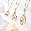 3Pcs 3 Styles 304 Stainless Steel Empty Macrame Pouch Pendant Singapore Chain Necklace Making NJEW-JN05283-1