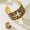 Leopard Print & Cross Pattern Alloy Cuff Bangles & Cuff Rings Sets WG9E489-01-3