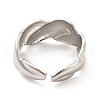 304 Stainless Steel Twist Rope Open Cuff Ring for Women RJEW-F131-17P-3