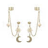 Brass Dangle Stud Earrings with Ear Cuff EJEW-TA00295-1