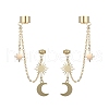 Brass Dangle Stud Earrings with Ear Cuff EJEW-TA00295-1