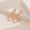 Geometric Star and Moon Brass Pave Clear Cubic Zirconia Stud Earrings JJ6456-2