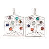 Chakra Natural Tiger Eye & Natural Lapis Lazuli & Natural Carnelian & Synthetic Turquoise & Glass Pendants G-NH0025-02P-1