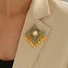 Bohemian Style Rhombus with Butterfly Alloy Plastic Pearl Brooches for Backpack Clothes TA3973-3