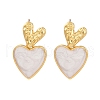 Rack Plating Heart Brass Stud Earrings for Women EJEW-C125-26G-6
