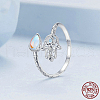 Hamsa Hand & Teardrop 925 Sterling Silver Cubic Zirconia & Opal & Moonstone Cuff Rings FS-WG148EA-01-1