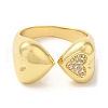Brass Micro Pave Clear Cubic Zirconia Open Cuff Rings for Women RJEW-U008-03B-G-2