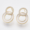 Brass Micro Pave Clear Cubic Zirconia Stud Earring Findings KK-T054-40G-NF-1