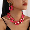 CCB Plastic Oval Link Chain Necklaces & Stud Dangle Earrings Sets FS-WG0CE63-01-2