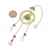 Glass Beads Wire Wrapped Brass Christmas Tree Pendant Decoration HJEW-TA00235-3