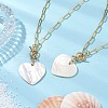 Natural Freshwater Shell Heart Pendant Necklaces NJEW-JN05152-1