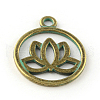 Flat Round with Lotus Zinc Alloy Pendants X-PALLOY-R065-170-LF-1