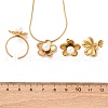Flower 304 Stainless Steel Pendant Necklaces & Cuff Rings & Stud Earrings Sets SJEW-Z003-05G-2