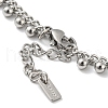 Non-Tarnish 304 Stainless Steel Round Ball Charms Link Chain Bracelets BJEW-G686-05P-3