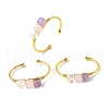 Natural Rose Quartz & Amethyst & Crystal Quartz Beads Cuff Bangles for Women BJEW-Q035-01G-03-2