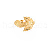 Ion Plating(IP) 304 Stainless Steel Leaf Wide Open Cuff Ring for Women RJEW-S405-216G-1