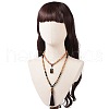 Wood & Tiger Eye Beads Wrap Necklaces NJEW-JN04135-7