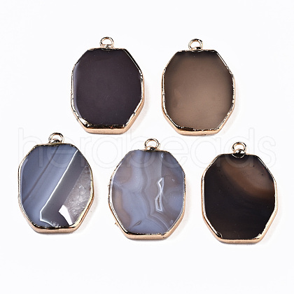 Natural Grey Agate Pendants G-S359-273-1