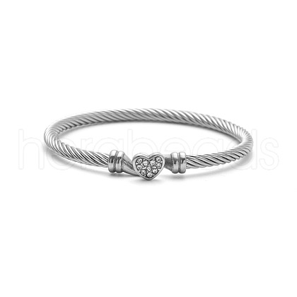 304 Stainless Steel Rhinestone Bangles for Women FS-WG55054-05-1