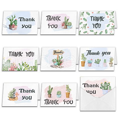SUPERDANT Rectangle with Mixed Plant Pattern Thank You Theme Cards DIY-SD0001-07-1