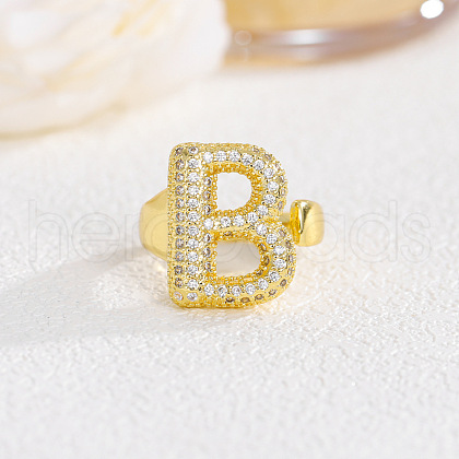 Brass Micro Pave Clear Cubic Zirconia Cuff Rings FS-WGF2B82-25-1