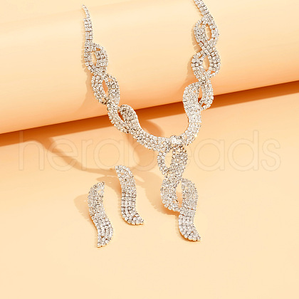 Twist Brass Rhinestone Pendant Necklaces & Stud Earrings & Bracelets FS-WGBD12F-03-1