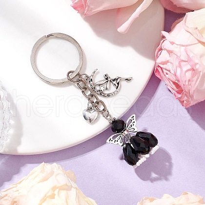 Glass & Tibetan Style Alloy Keychain KEYC-MZ00037-04-1