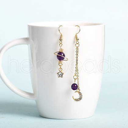 Natural Amethyst Dangle Earrings PW-WG4860F-02-1