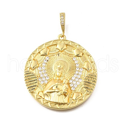 Brass Micro Pave Cubic Zirconia Pendants KK-Q066-19G-1