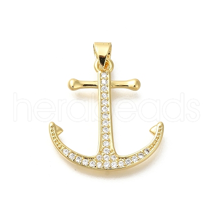 Rack Plating Brass Micro Pave Cubic Zirconia Pendants KK-Z086-68G-03-1