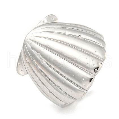 Shell Shape 304 Stainless Steel Open Cuff Finger Rings for Women RJEW-P114-02P-1