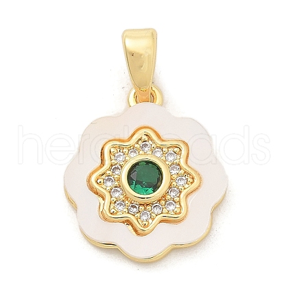 Brass Micro Pave Cubic Zirconia Pendents KK-M303-02G-08-1