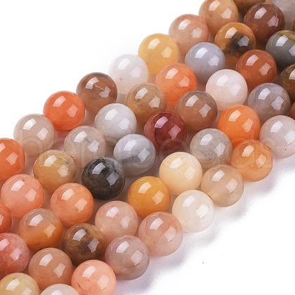 Natural Golden Silk Jade Beads Strands G-K410-07-8mm-1