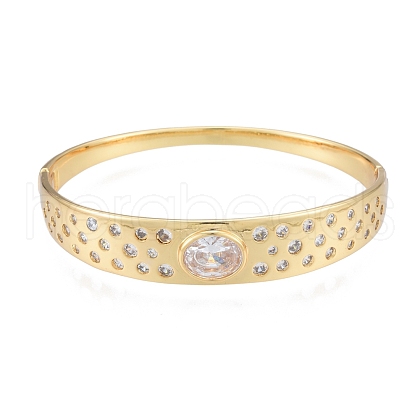 Cubic Zirconia Oval Hinged Bangle BJEW-G651-10G-04-1