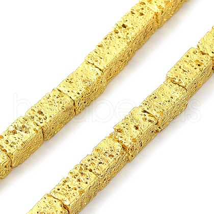 Electroplated Natural Lava Rock Beads Strands G-I360-K02-01-1