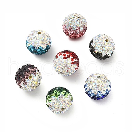 Gradient Color Design Polymer Clay Rhinestone Beads CLAY-NH0001-03-1