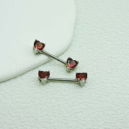 Heart Alloy Cubic Zirconia Nipple Barbell Rings WG1BFA6-04-1