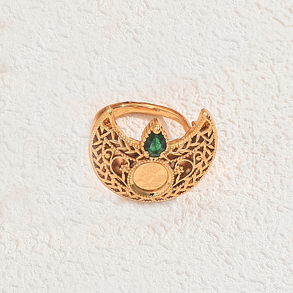 Bohemian Geometric Hollow Half Circle Brass Pave Cubic Zirconia Finger Rings for Women XS3183-4-1