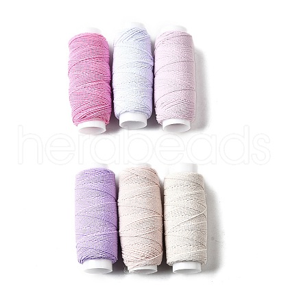6Pcs 6 Colors Round Polyester Ultra-Thin Elastic Thread for Sewing Machines EW-K001-01C-0.5mm-1