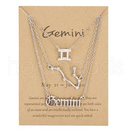 3Pcs 3 Styles Alloy Crystal Rhinestone Constellation Pendant Necklaces Sets WGEBB06-06-1